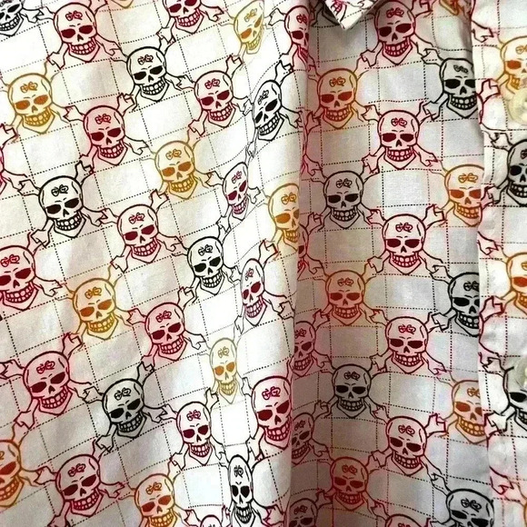 Men's GB Black Label Men's Sz 3X Skull & Crossbones Button Down L/S Dress Shirt - Picture 1 of 4